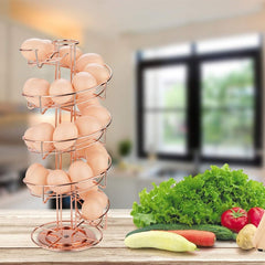Spiral Metal Egg Dispenser Rack Household Storage Organizer