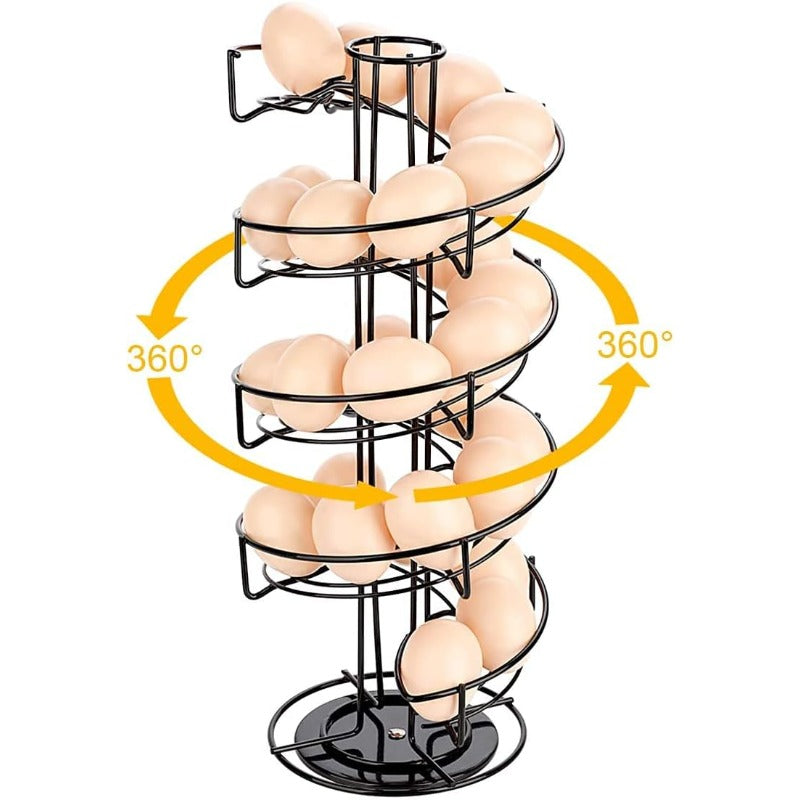 Spiral Metal Egg Dispenser Rack Household Storage Organizer