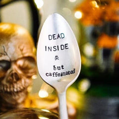 1pc Halloween Stainless Steel Slivery Spoon Dead Inside But Caffeinated Spoon