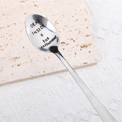 1pc Halloween Stainless Steel Slivery Spoon Dead Inside But Caffeinated Spoon