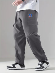 Smiling Face Cargo Pants Men Stretch Casual Pocket Pants
