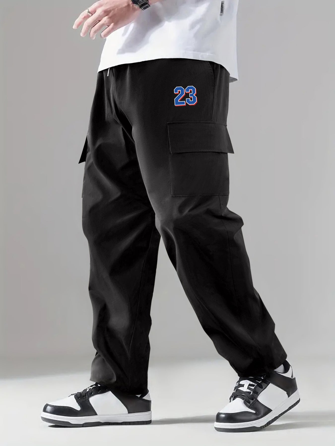 Smiling Face Cargo Pants Men Stretch Casual Pocket Pants