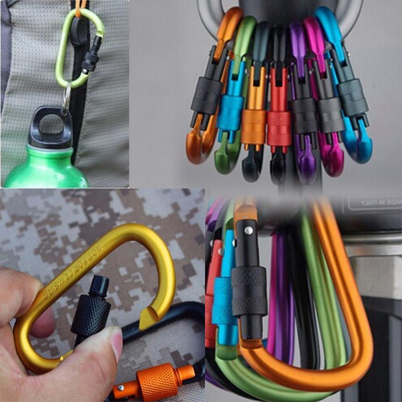 4pcs Aluminum Carabiner Key Chain Clip Snap Hook Outdoor Camping Karabiner