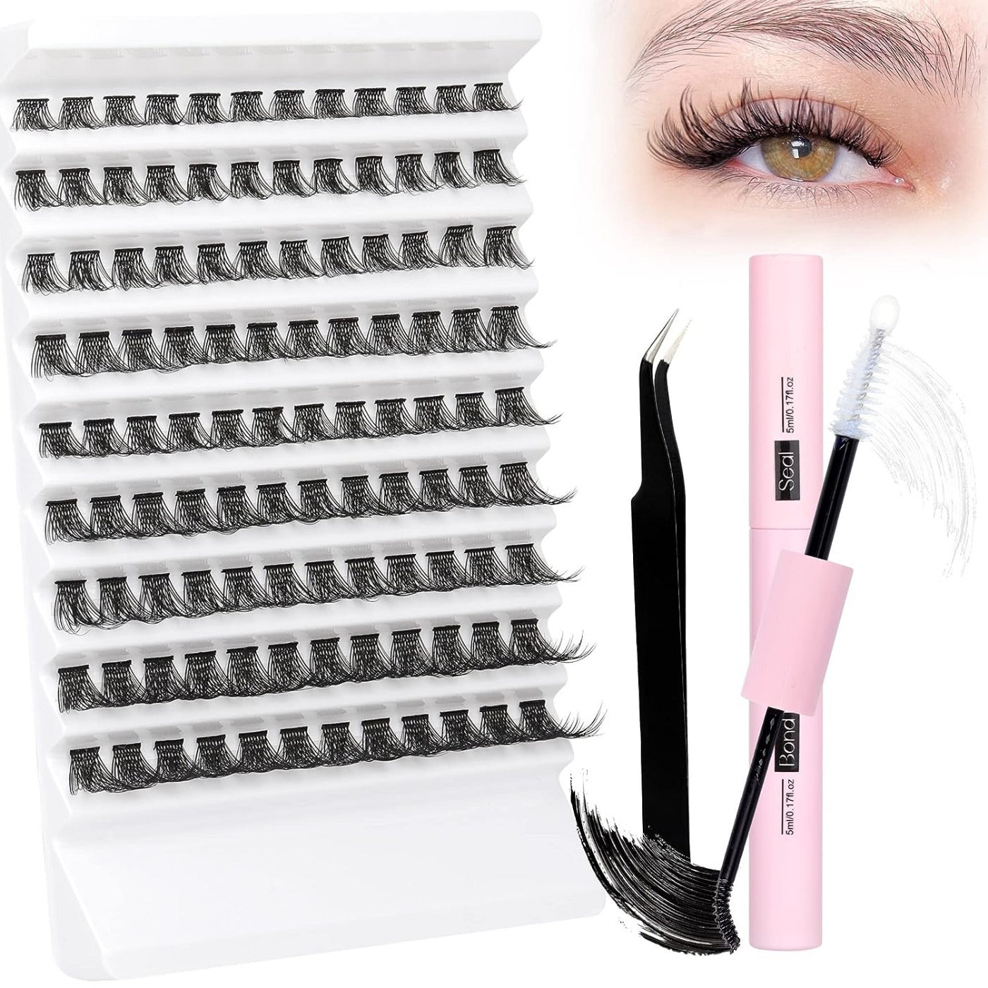 108pcs DIY Lash Extension Kit D Curl Lash Clusters Eyelash Extension Kit
