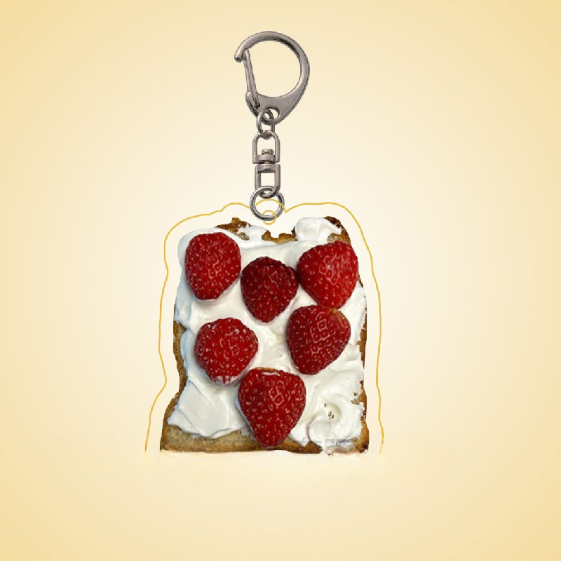 Creative Bread Keychain Acrylic Funny Pendant for Boys