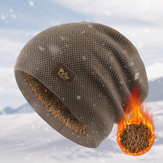 Men's Winter Warm Wool Knitted Cap With Fleece Lining
