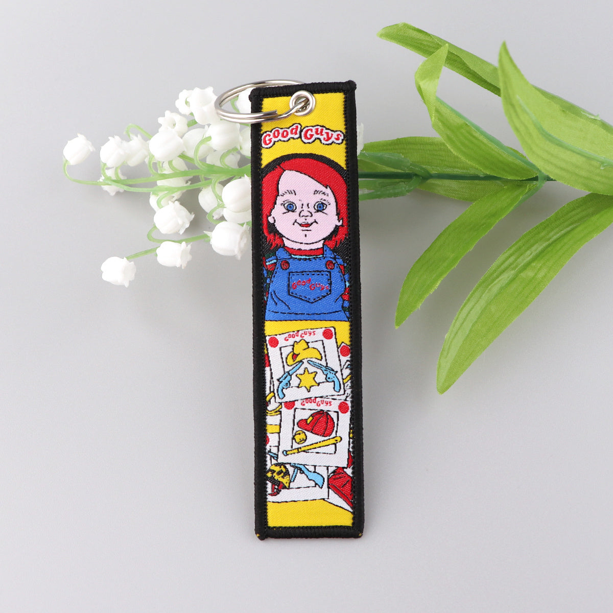 Funny Cartoon Character Embroidery Key Tag For Motorcycles Cars