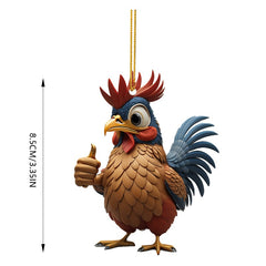 Rooster Christmas Tree Pendants Acrylic Hanging Ornament