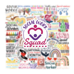 61pcs Cartoon Social Work Stickers Waterproof Vinyl Stickers For Laptop Bumper