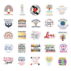 61pcs Cartoon Social Work Stickers Waterproof Vinyl Stickers For Laptop Bumper