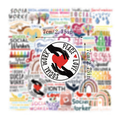 61pcs Cartoon Social Work Stickers Waterproof Vinyl Stickers For Laptop Bumper