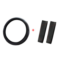 Universal Car Steering Wheel Cover & Seat Belt Cover PU Leather Anti Slip Breath