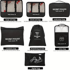 7 Pcs Travel Luggage Packing Cubes Clothes Organizers Set with Toiletry Bag