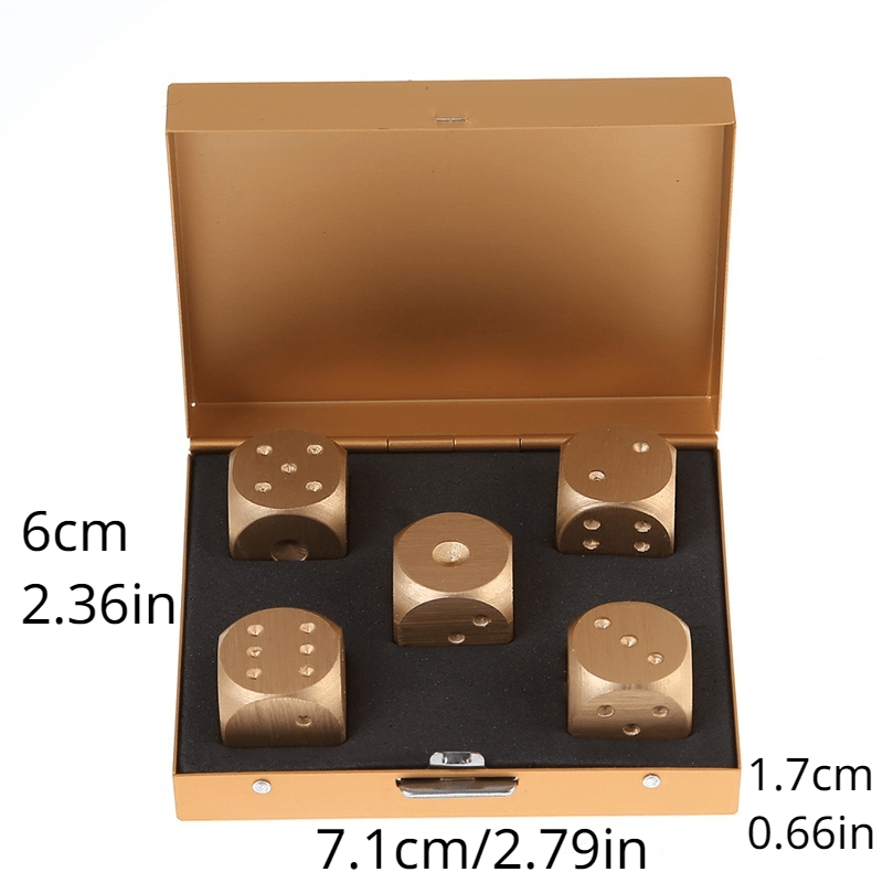 Aluminium Alloy Dice Set for Table Game Poker with Storage Box