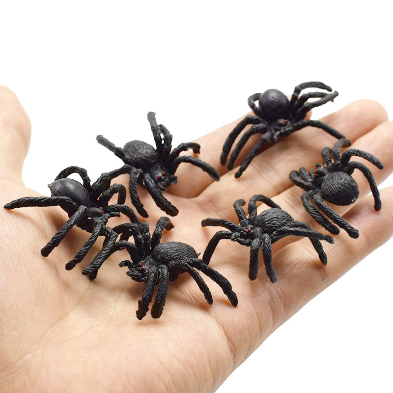 6pcs Scary Spiders Halloween Trick Toys Realistic Plastic Spiders