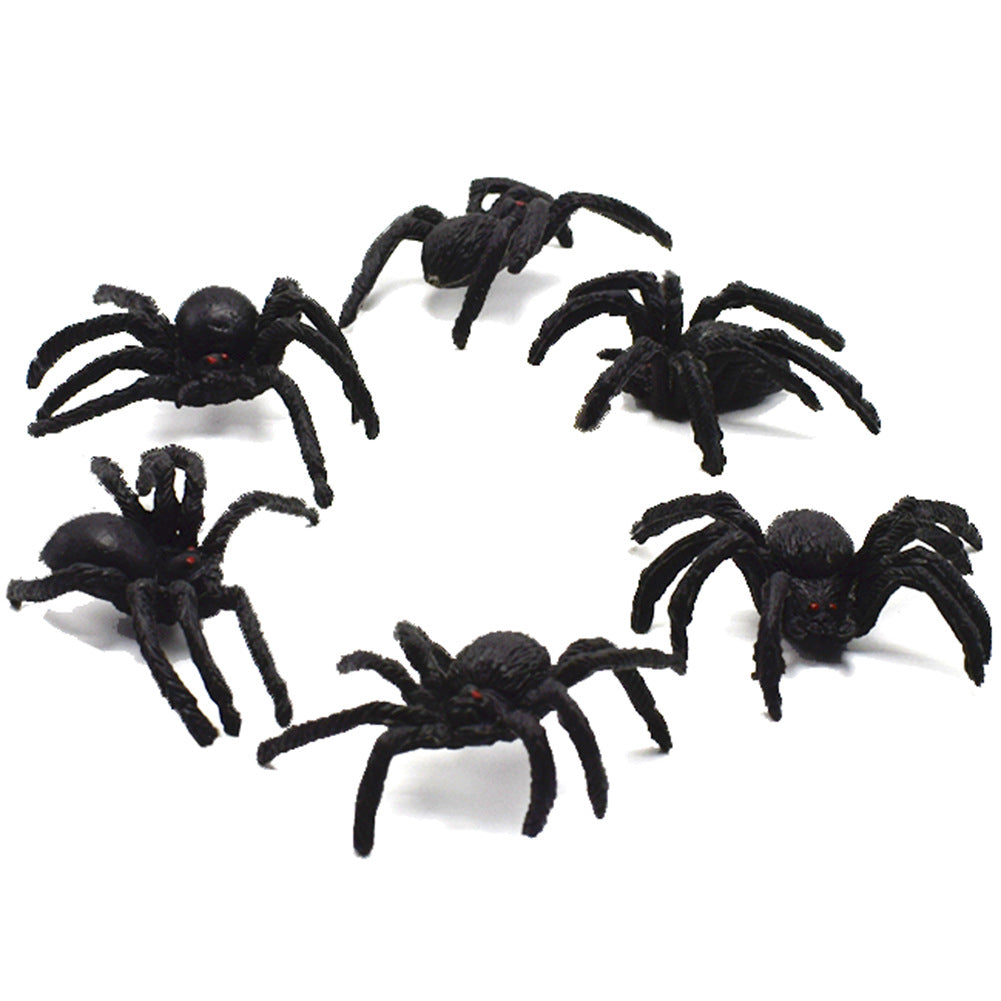 6pcs Scary Spiders Halloween Trick Toys Realistic Plastic Spiders