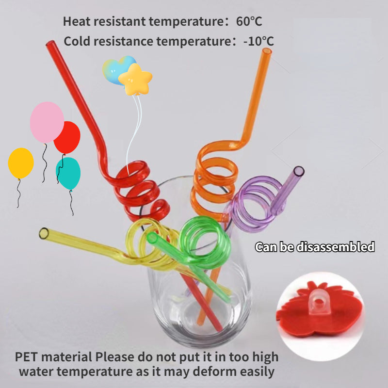 10pcs Cartoon Pony Reusable Curved Straws For Summer Pool Parties