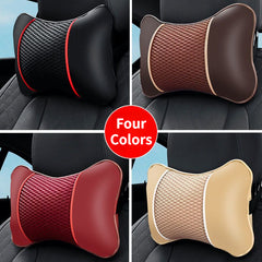 1pc PU Leather Knitted Car Pillows Headrest Neck Rest Cushion Support