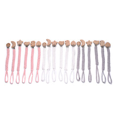 Baby Grey Braided Pacifier Chain Anti-drop Beech Pacifier Holder