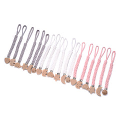 Baby Grey Braided Pacifier Chain Anti-drop Beech Pacifier Holder