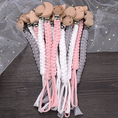 Baby Grey Braided Pacifier Chain Anti-drop Beech Pacifier Holder