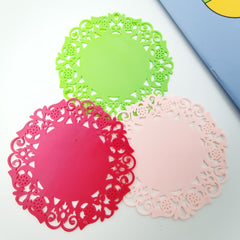2pcs Silicone Placemats Mesh Round Table Pads Solid Decoration Mat