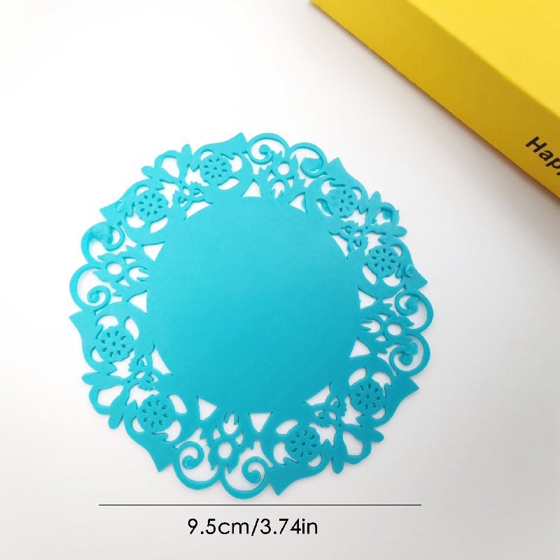 2pcs Silicone Placemats Mesh Round Table Pads Solid Decoration Mat