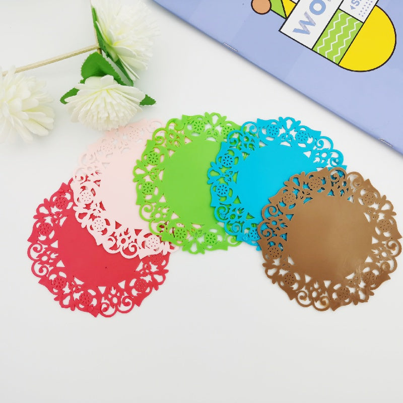 2pcs Silicone Placemats Mesh Round Table Pads Solid Decoration Mat