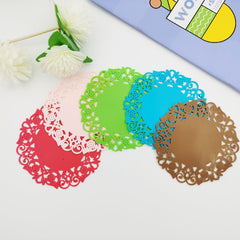 2pcs Silicone Placemats Mesh Round Table Pads Solid Decoration Mat