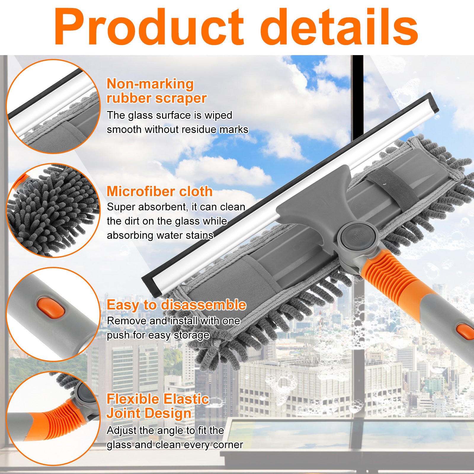 Flex. Window Cleaning Tool w/ Bendable Head