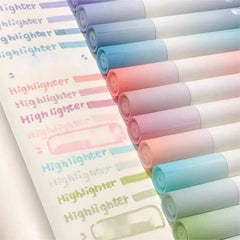 12Pcs Gradient Highlighters Eye Protection Markers Large Capacity