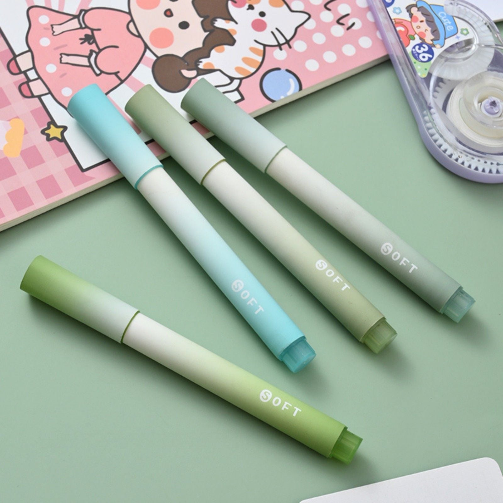 12Pcs Gradient Highlighters Eye Protection Markers Large Capacity