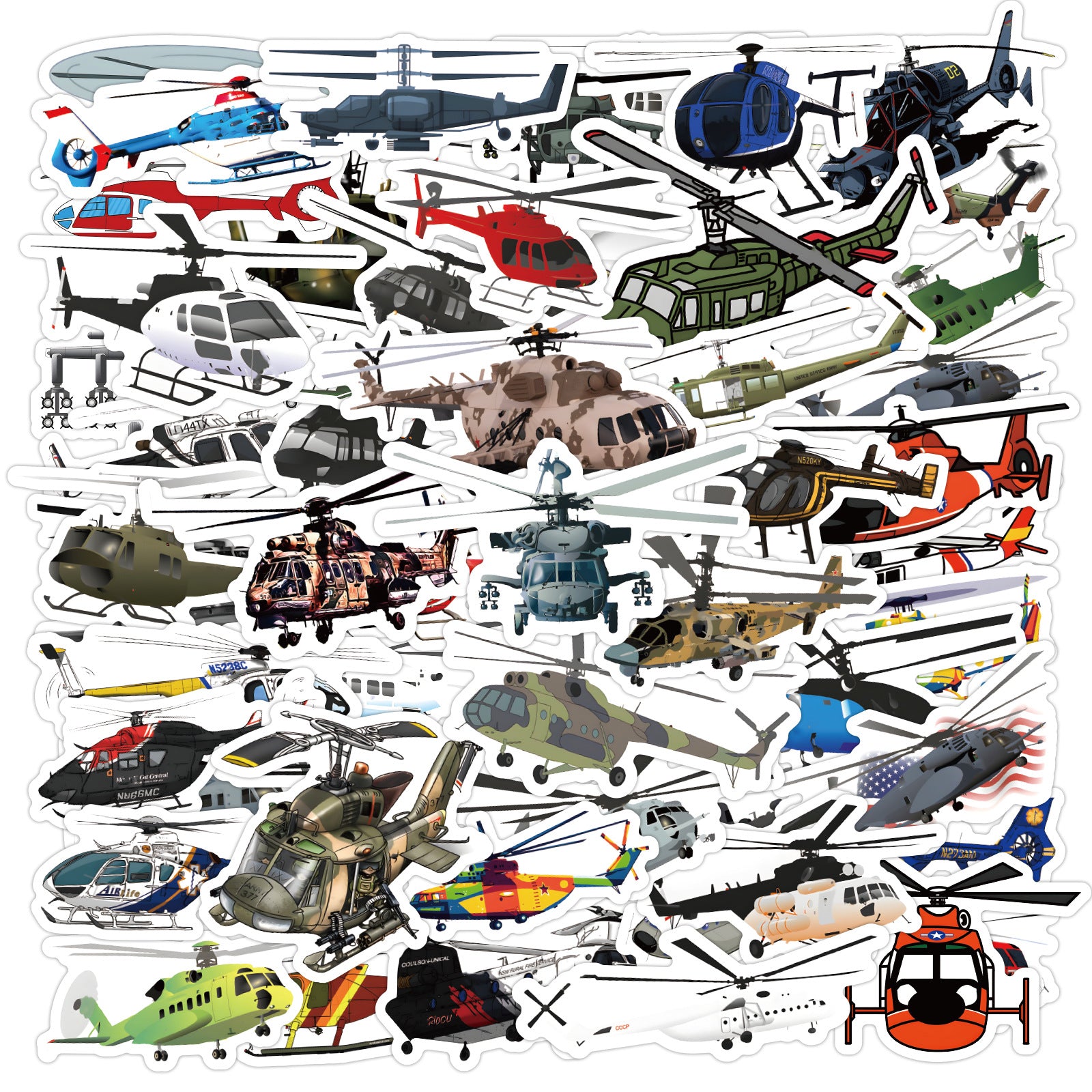 60pcs Cartoon Helicopter Airplane Waterproof Decals for Car Laptop