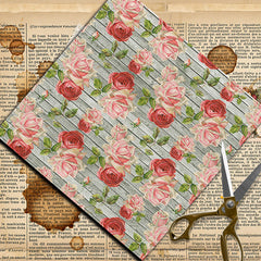 12pcs Large Size Paper Retro Wood Grain Flowers Journal For DIY Gift