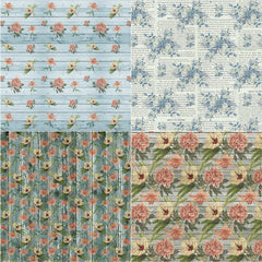 12pcs Large Size Paper Retro Wood Grain Flowers Journal For DIY Gift