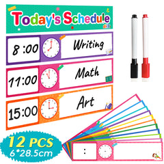 12 Pcs Schedule Cards Erasable Pen Kids Schedule Chart School Supplies