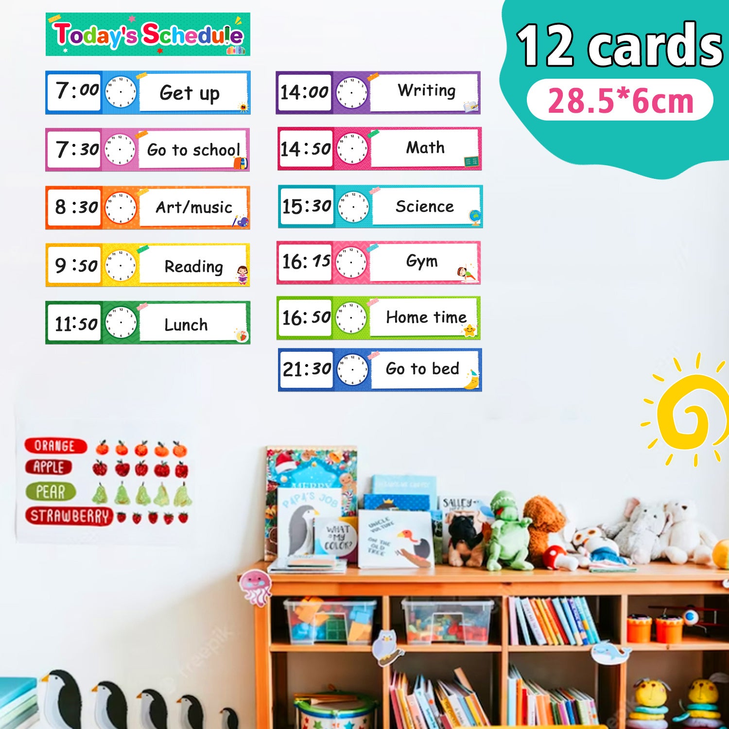 12 Pcs Schedule Cards Erasable Pen Kids Schedule Chart School Supplies