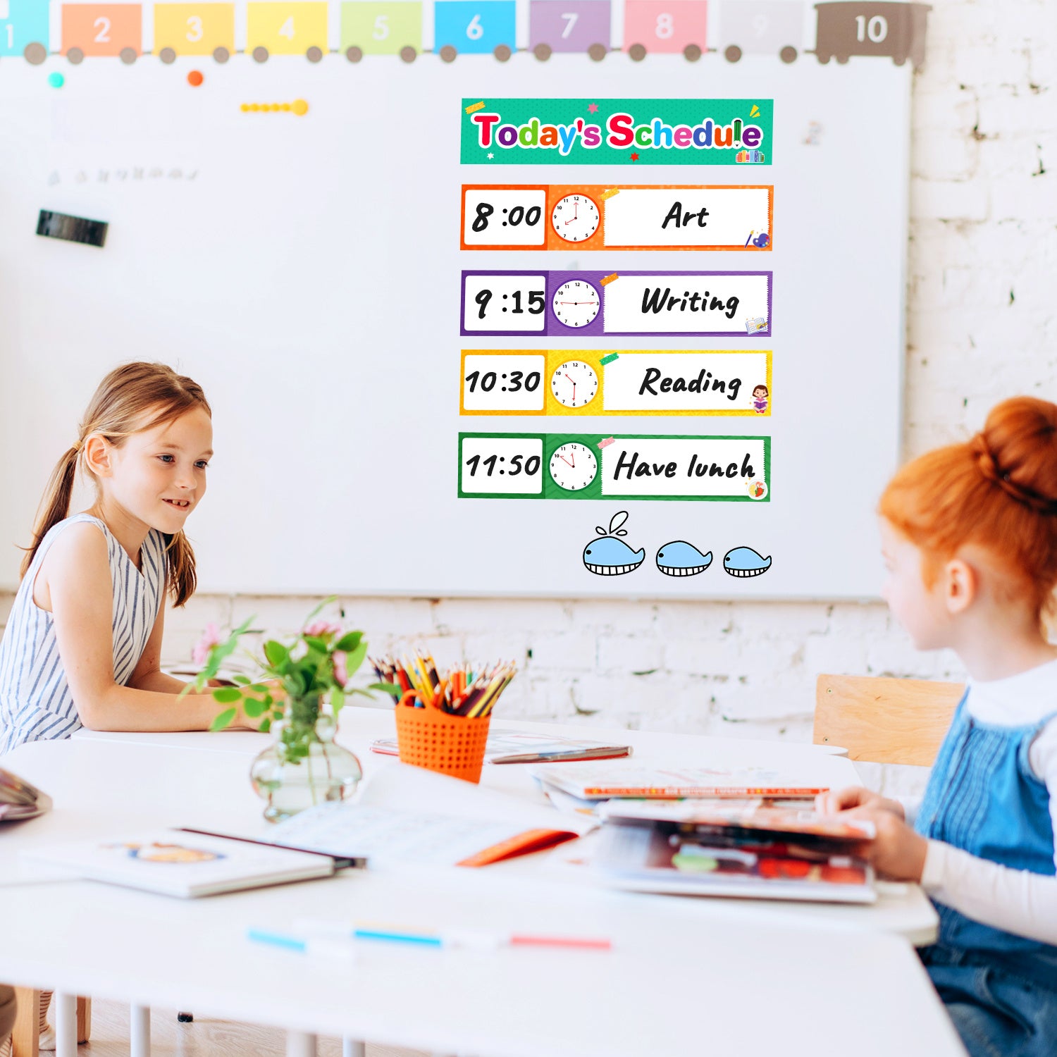 12 Pcs Schedule Cards Erasable Pen Kids Schedule Chart School Supplies