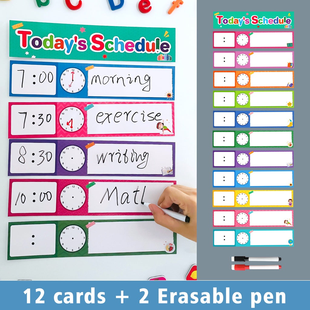 12 Pcs Schedule Cards Erasable Pen Kids Schedule Chart School Supplies
