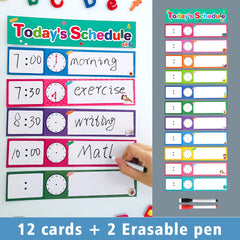 12 Pcs Schedule Cards Erasable Pen Kids Schedule Chart School Supplies