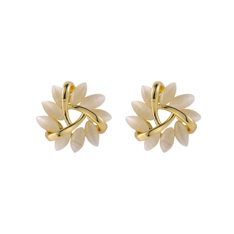 Geometric Triangular Opal Earrings Women's Niche Earrings Gift
