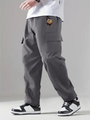 Men's Printed Cargo Pants Pocket Waist Drawstring Stretch Casual Pants