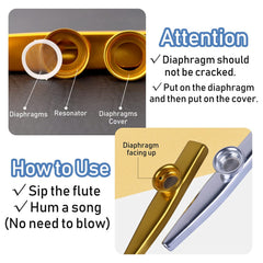 Metal Kazoo Musical Instruments Flutes Diaphragm Mouth Kazoos