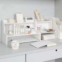Double Height Desk Shelf for Dormitory Office - Books and Stationery Organizer