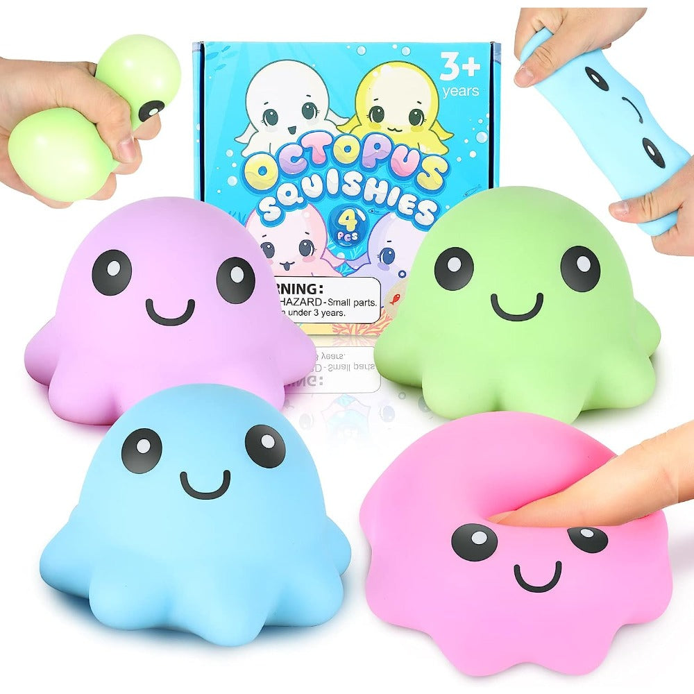 Octopus Squishy Stress Balls 4pcs Sensory Fidget Toys for Stress Relief