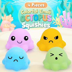 Octopus Squishy Stress Balls 4pcs Sensory Fidget Toys for Stress Relief