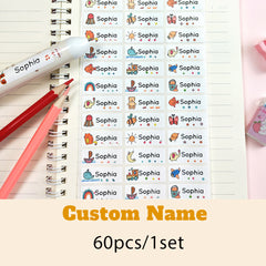 Custom Name Table Stickers Waterproof Personalized Labels For School Stationery