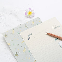 9pcs Stationery Set: 6 Letter Writing Sheets & 3 Matching Envelopes