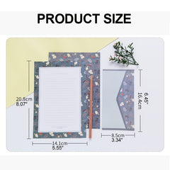 9pcs Stationery Set: 6 Letter Writing Sheets & 3 Matching Envelopes