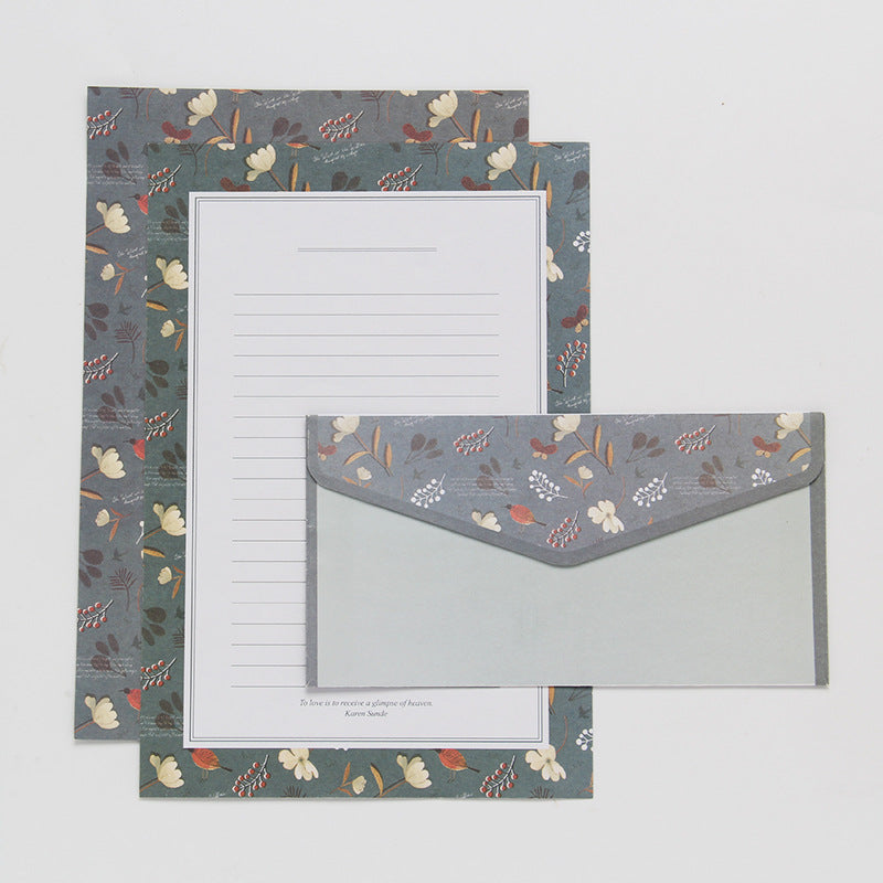 9pcs Stationery Set: 6 Letter Writing Sheets & 3 Matching Envelopes